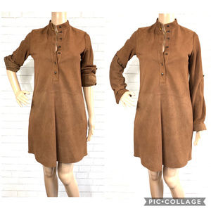 Hanley Roll-up LS Henley Coco Suede Shift Dress